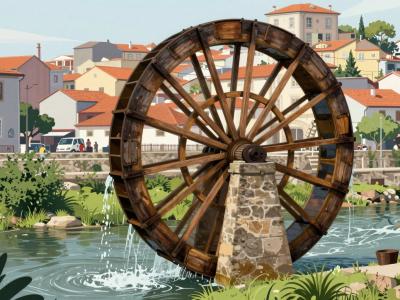 AI-generated illustration of Ain Azliten Water Wheel