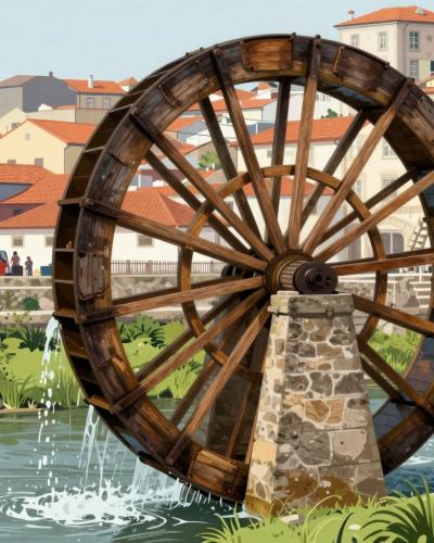 AI-generated illustration of Ain Azliten Water Wheel