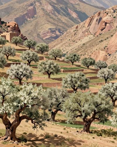AI-generated illustration of Ancient Almond Groves