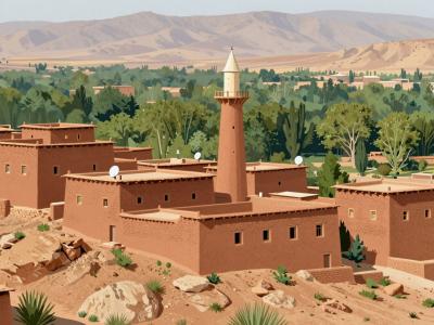 AI-generated illustration of Boumalne Dades Kasbah