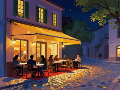AI-generated illustration of Café Terrace Culture
