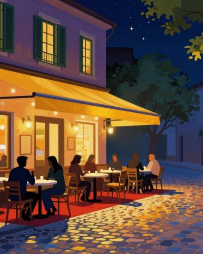 AI-generated illustration of Café Terrace Culture