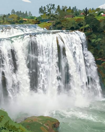 AI-generated illustration of Chouka Waterfall