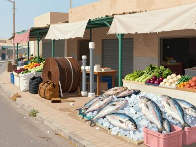AI-generated illustration of Dakhla Market (Souk)