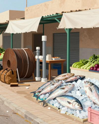 AI-generated illustration of Dakhla Market (Souk)