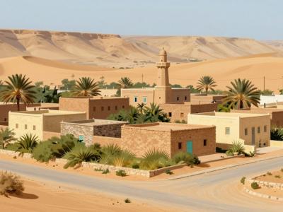 AI-generated illustration of Dakhla Old Town (Vieille Ville)