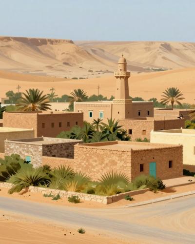 AI-generated illustration of Dakhla Old Town (Vieille Ville)