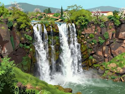 AI-generated illustration of Imouzzer Waterfalls