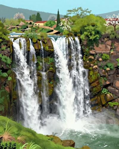 AI-generated illustration of Imouzzer Waterfalls
