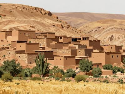 AI-generated illustration of Local Berber Villages (e.g., Boumalne Dades vicinity)