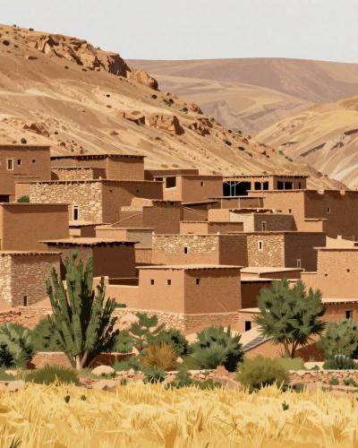 AI-generated illustration of Local Berber Villages (e.g., Boumalne Dades vicinity)
