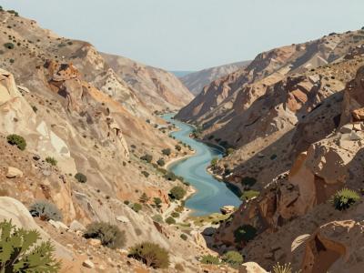 AI-generated illustration of Oued Laou Valley