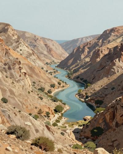 AI-generated illustration of Oued Laou Valley