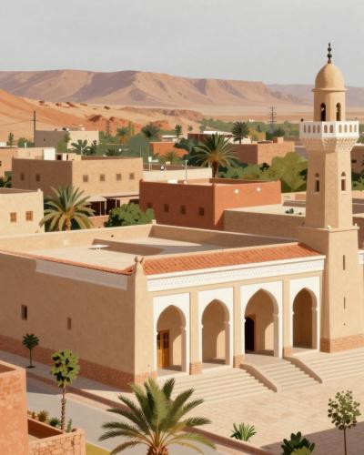 AI-generated illustration of Tinghir Central Market (Souk)