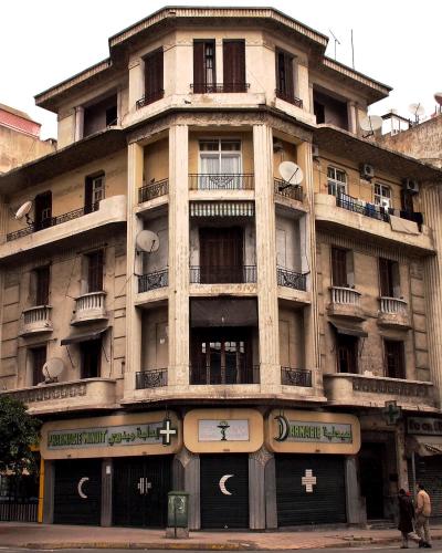 An Art Deco apartment block on a Casablanca street corner